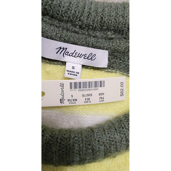 Madewell Womens Striped Green Yellow Fulton‎ Pullover Sweater Size Small NWT - Picture 6 of 9